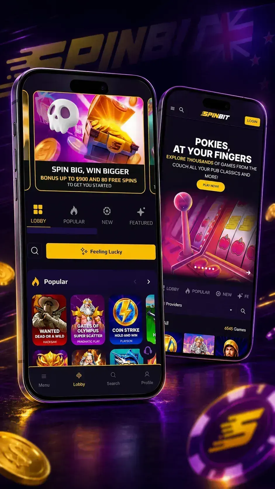 SpinBet mobile casino app collage