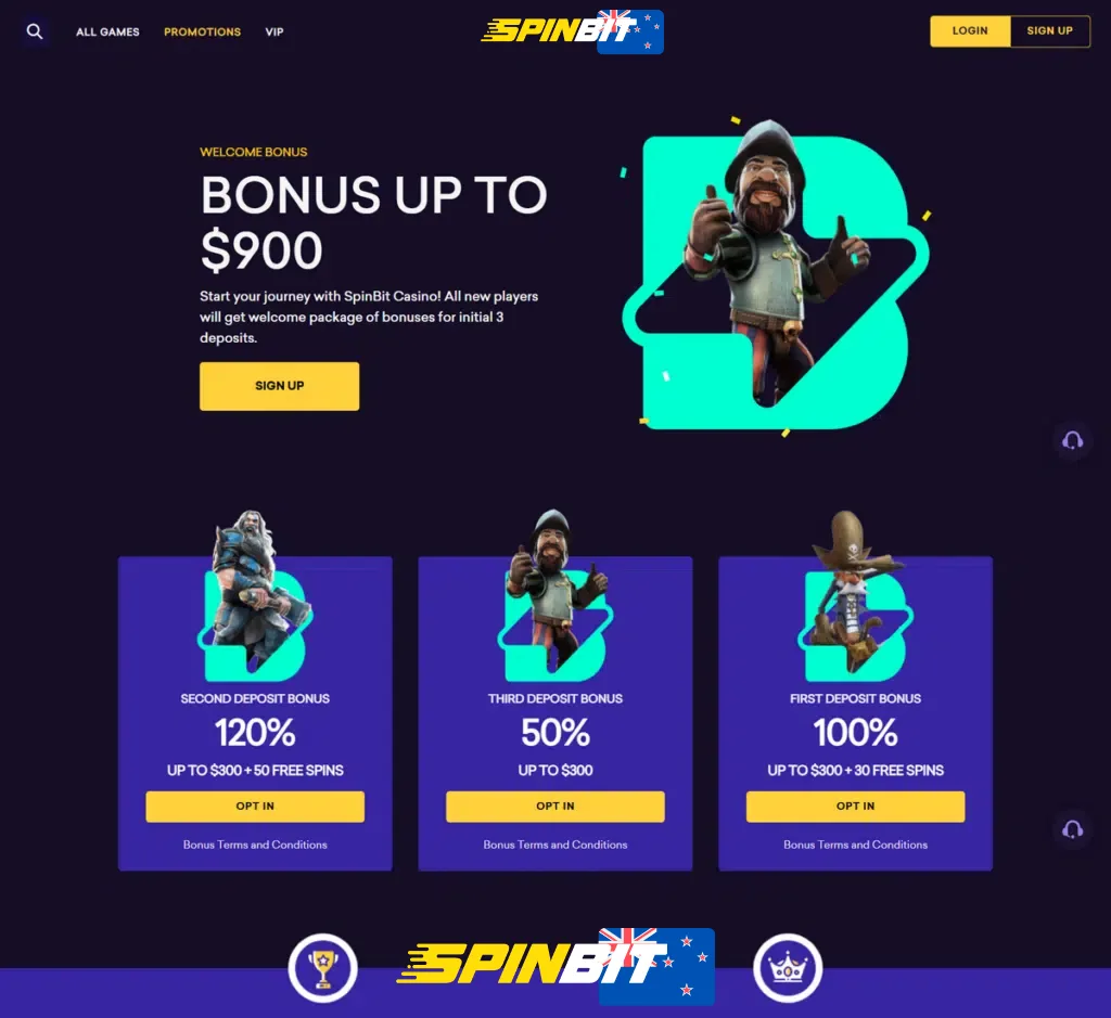 SpinBet casino bonus offer screen